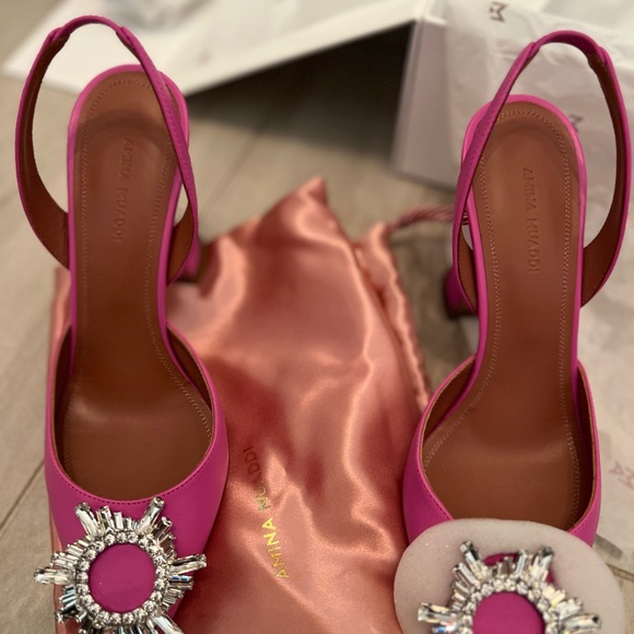 Amina Muaddi Begum Sling Nappa Pink 38.5 - Picture 2 of 12